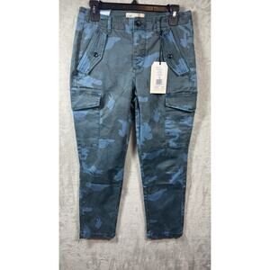 Current Elliott NEW The Bayonette Cargo Pant Jean Women 26 Blue Storm Camo Ankle
